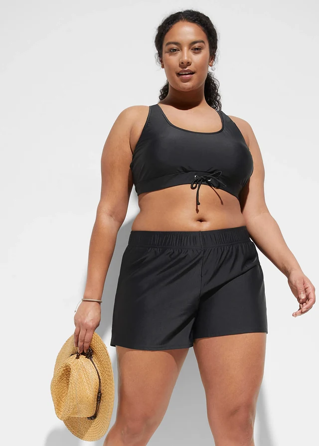 Short de bain avec slip intégré, Couleur: noir
