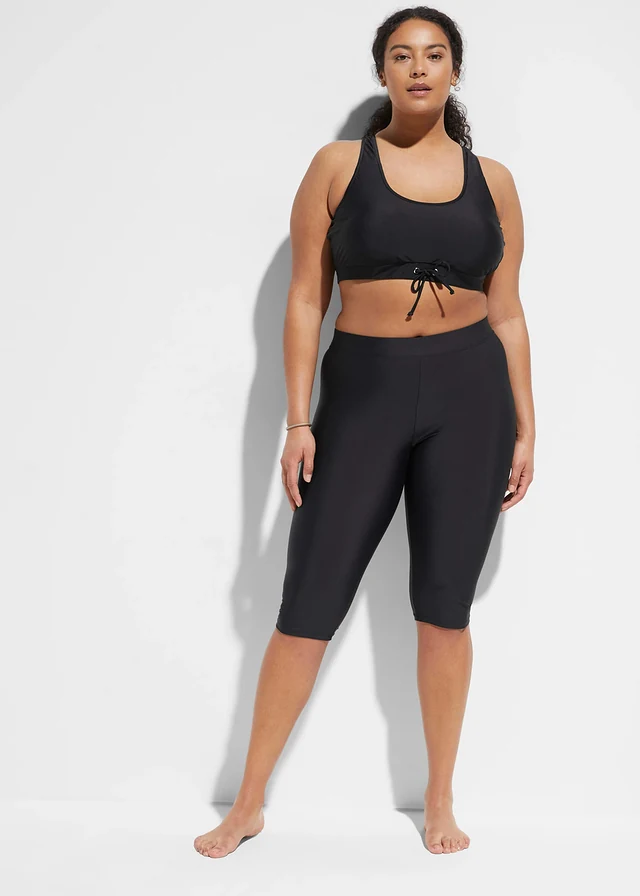 Legging de bain à taille élastiquée, Couleur: noir