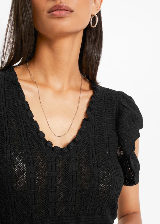 Gebreid shirt in een zachte viscosemix • zwart • product-page.page-title-suffix