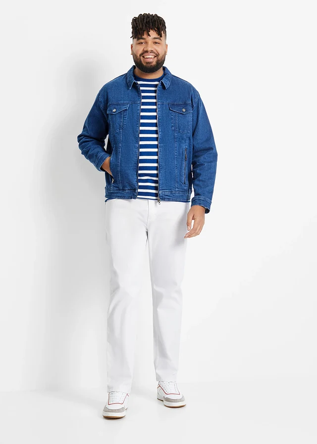 Classic fit stretch jeans, tapered, Kleur: wit