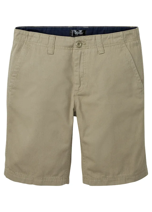 Bermudy chinosy, z czystej bawełny, regular fit • khaki • sklep bonprix