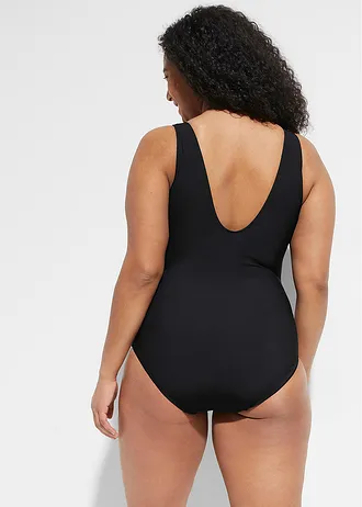 Maillot sculptant à empiècement, maintien modéré, Couleur: noir multicolore rayé