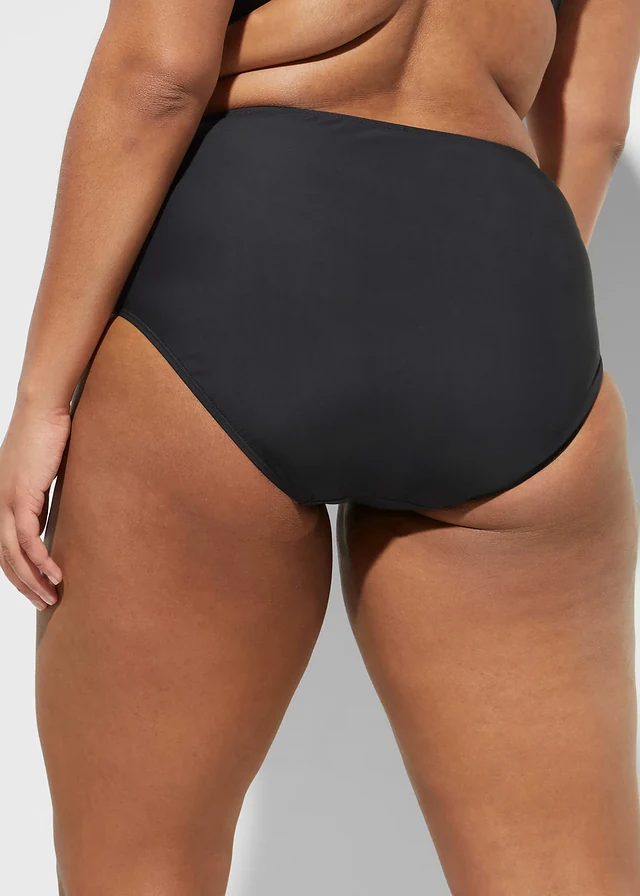 Bas de bikini taille haute sculptant, maintien léger, Couleur: noir