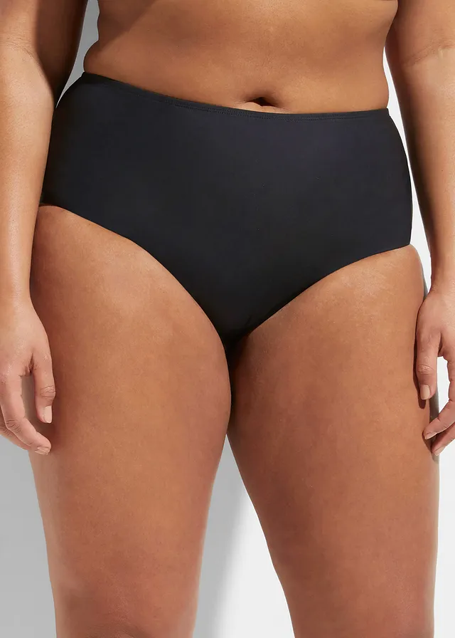 Bas de bikini taille haute sculptant, maintien léger, Couleur: noir