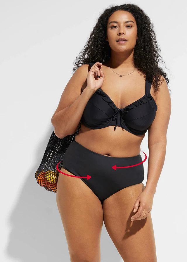 Licht corrigerend high waist bikinibroekje, Kleur: zwart