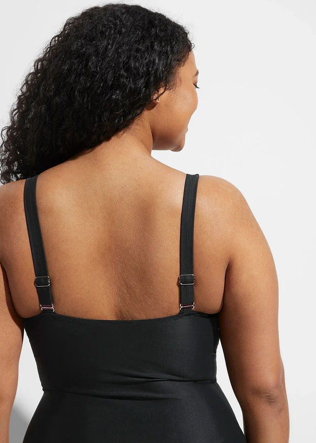 Medium corrigerend badpak in wikkellook, Kleur: zwart
