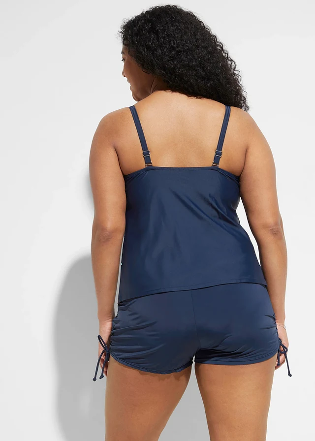 Tankini met zwembroekje (2-dlg. set), Kleur: lichtblauw-donkerblauw gebloemd