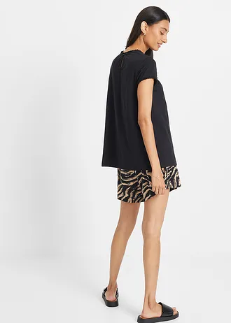 Bavlněné triko s krajkou • černá • bonprix obchod