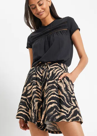 Short en jersey viscose doux • noir/latte macchiato zèbre • Boutique bonprix