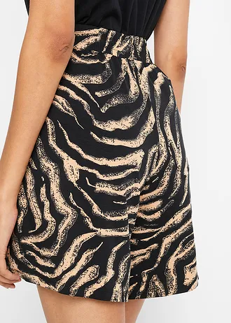 Short en jersey viscose doux • noir/latte macchiato zèbre • Boutique bonprix