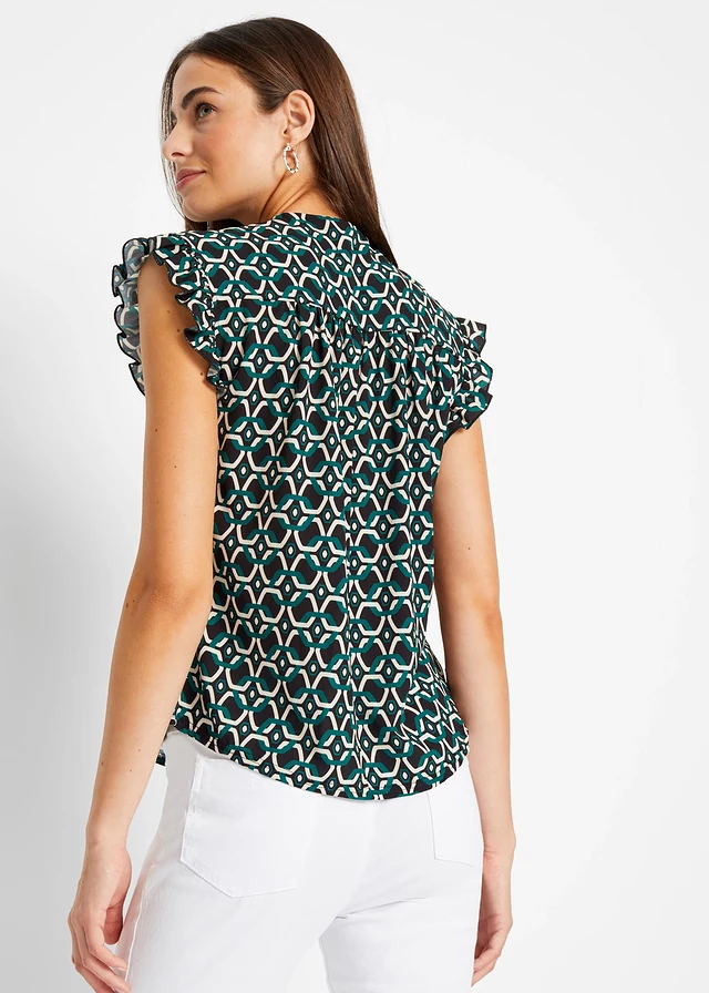 Blouse sans manches imprimée • noir/pétrole imprimé graphique • product-page.page-title-suffix