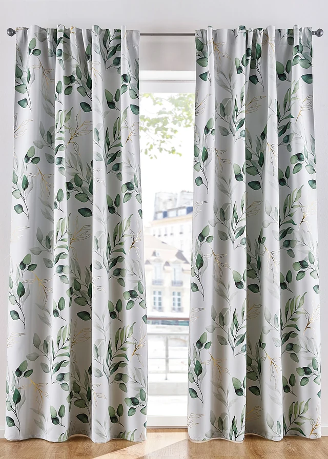 Verduisterend gordijn met glanzende bloemenprint (1 stuk)