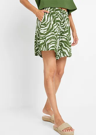Short en jersey viscose doux • vert forêt/écru zèbre • Boutique bonprix