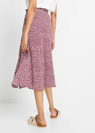 Viskózová sukně s kapsami • tmavě bobulovo-bílá s leopardím potiskem • bonprix obchod