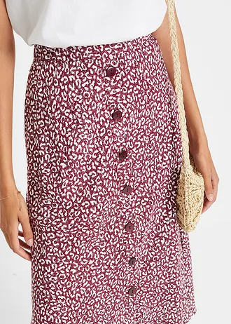 Viskózová sukně s kapsami • tmavě bobulovo-bílá s leopardím potiskem • bonprix obchod