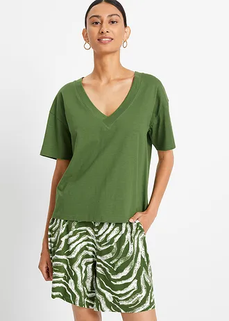 Oversized shirt van biologisch katoen, Kleur: bosgroen