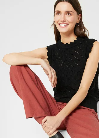 Spencer in gehaakte look van een katoenmix • zwart • bonprix online shop