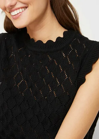 Spencer in gehaakte look van een katoenmix • zwart • bonprix online shop