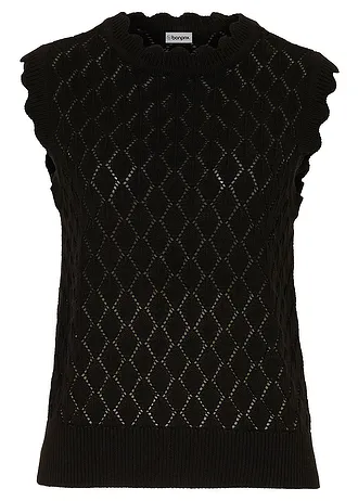 Pletená vesta z bavlneného mixu, ažúrová