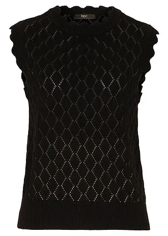 Spencer in gehaakte look van een katoenmix • zwart • bonprix online shop