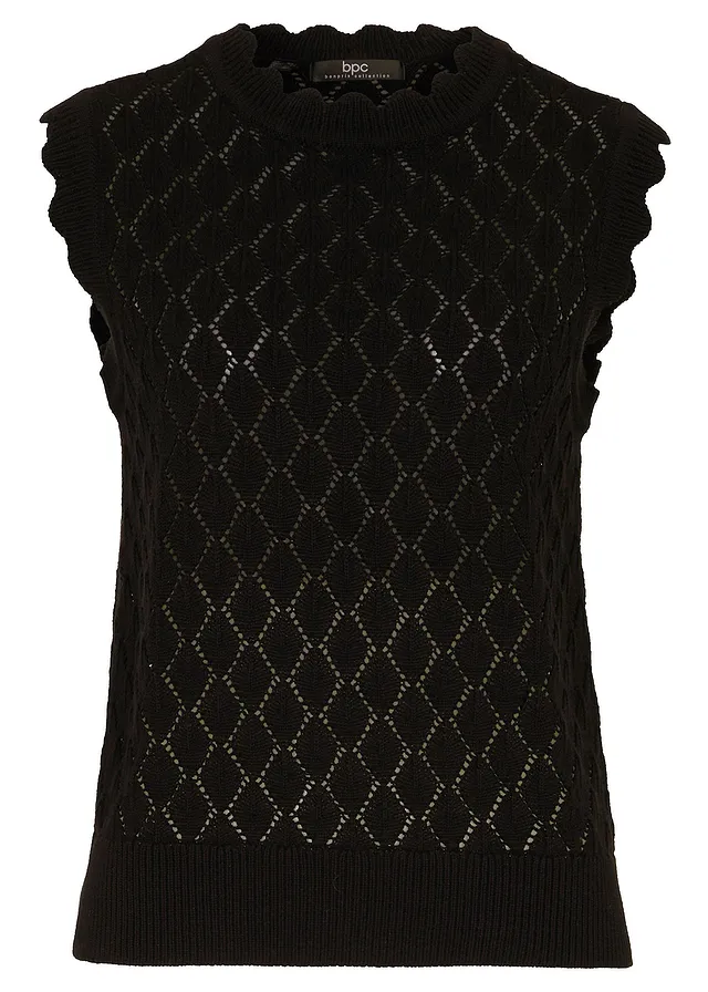 Spencer in gehaakte look van een katoenmix • zwart • bonprix online shop