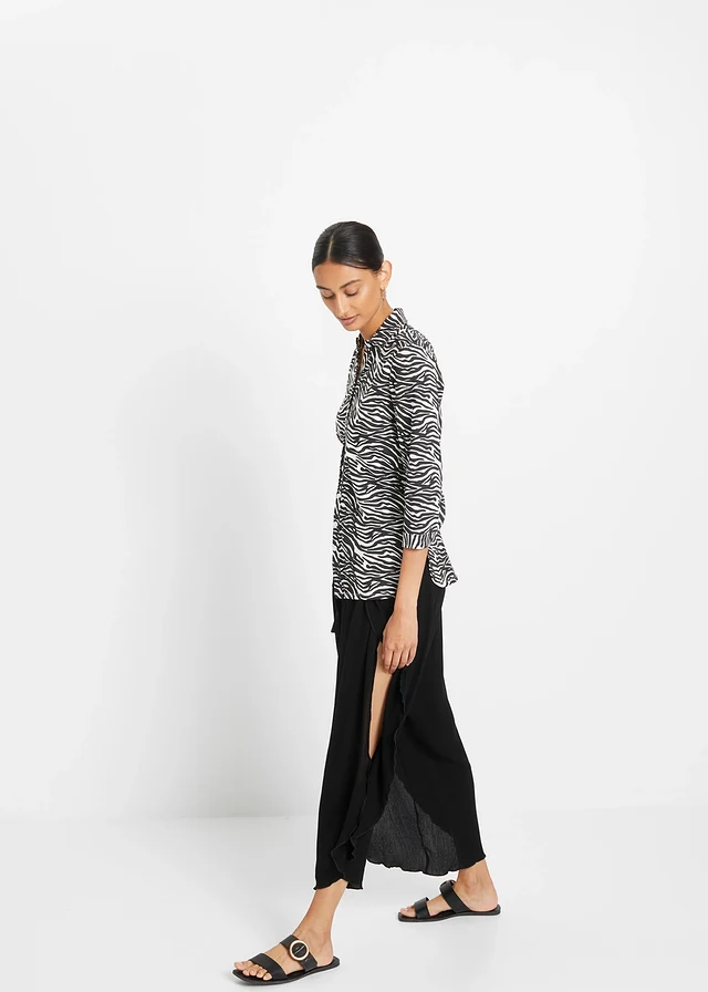 Pantalon effet froissé, Couleur: noir