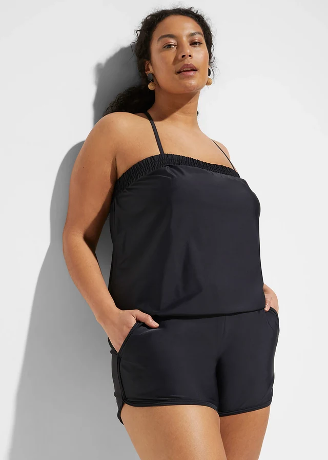 Maillot de bain combishort avec slip intérieur, Couleur: noir