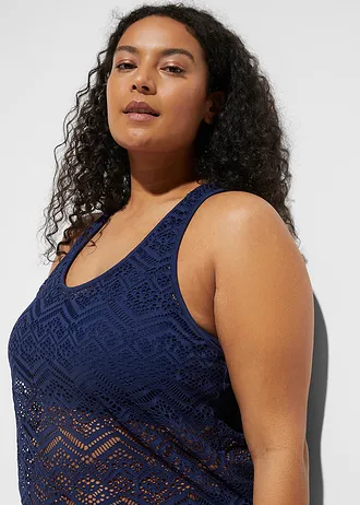 Tankini (ens. 2 pces) en dentelle, Couleur: bleu foncé