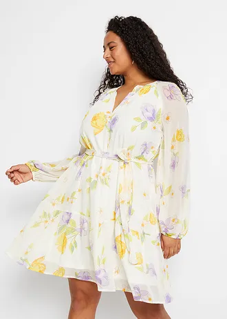 Jurk met raglanmouwen, Kleur: wit gebloemd