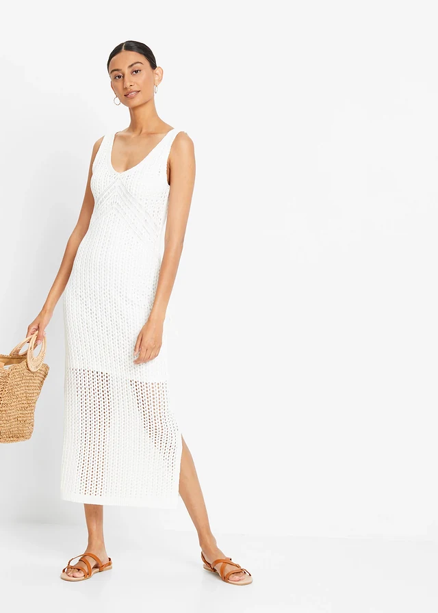 Robe en maille, Couleur: blanc cassé