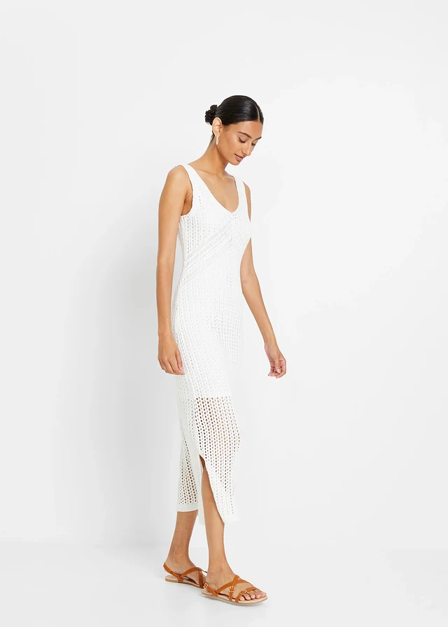 Robe en maille, Couleur: blanc cassé