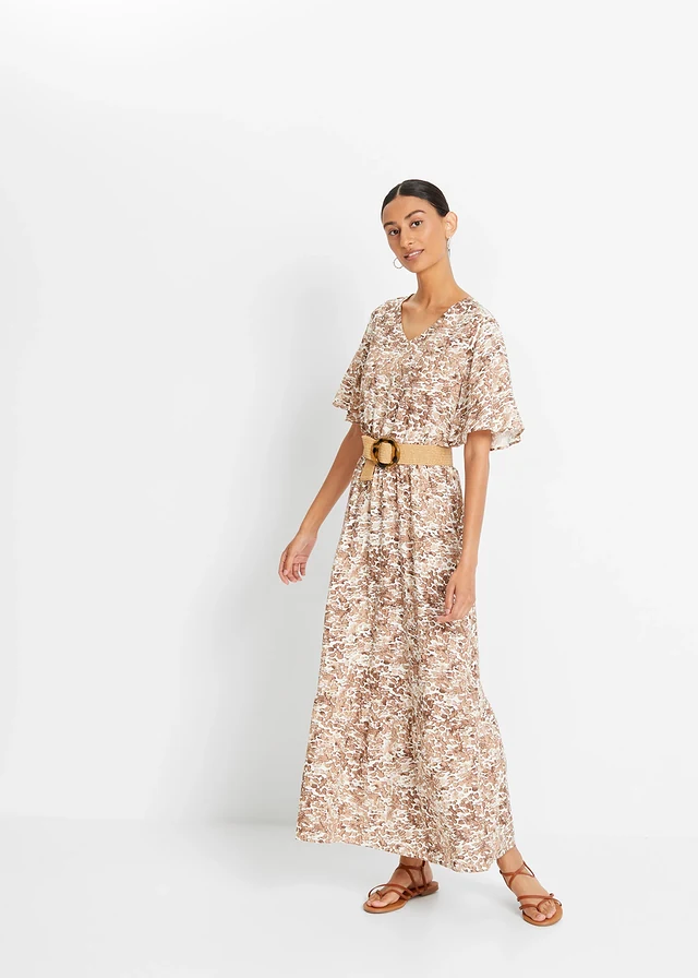 Tailleriem in rieten look, Kleur: ecru bruin