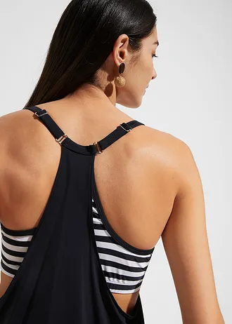 Dlouhé tankiny s vrstveným vzhledem (2dílná souprava) • černo-bílá • bonprix obchod