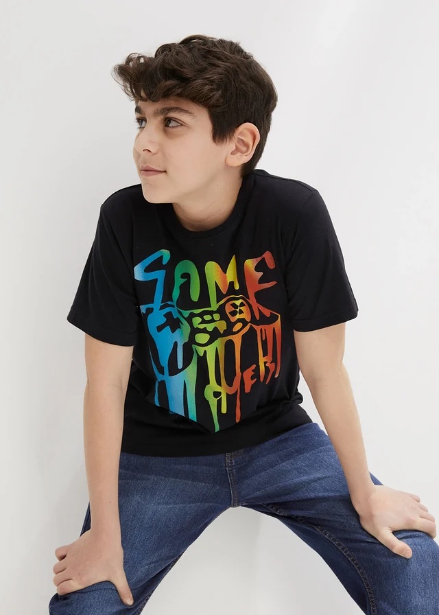 Jongens T-shirt van biologisch katoen • zwart met print • product-page.page-title-suffix