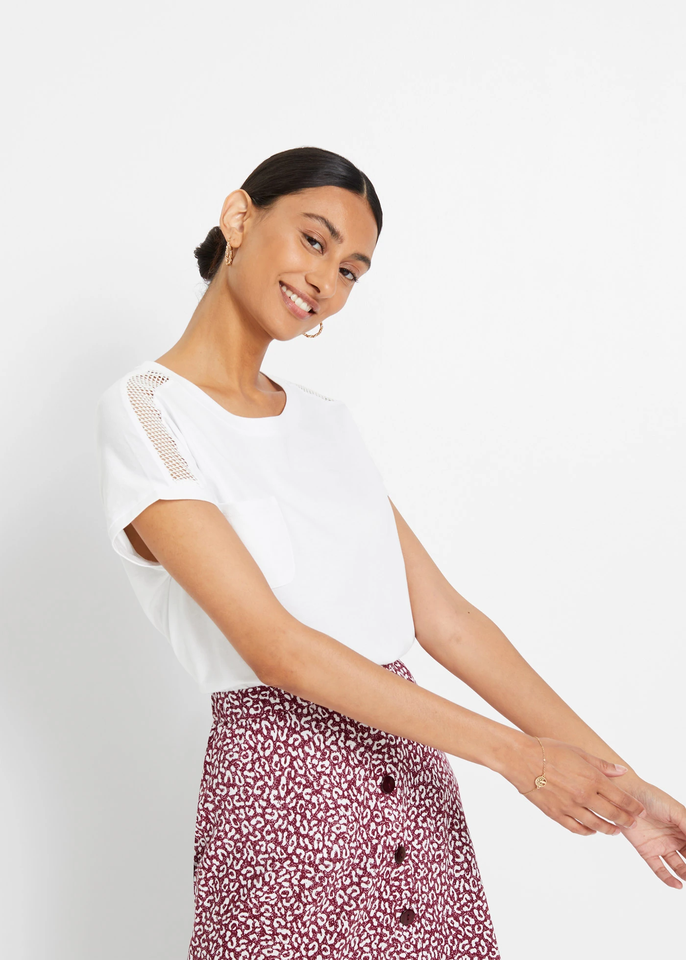 Luchtig shirt met kant • wit • bonprix online shop