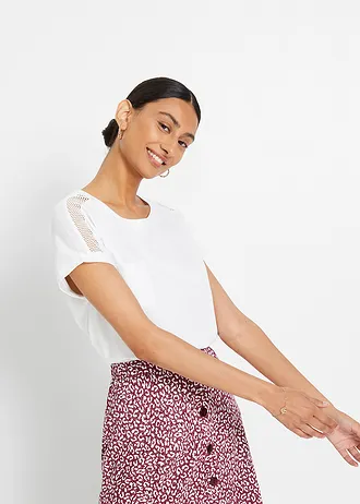 Luchtig shirt met kant • wit • bonprix online shop