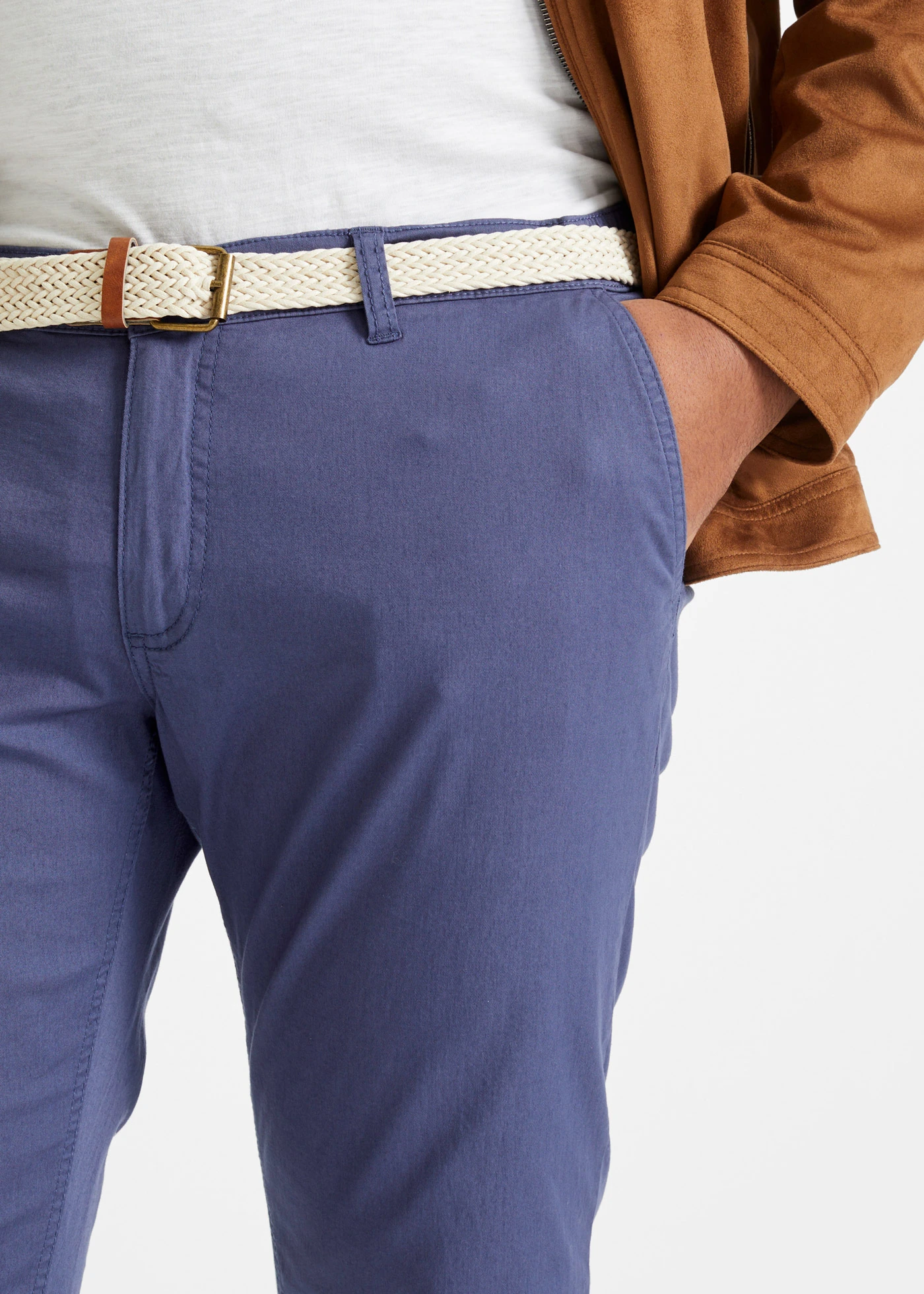 Regular fit stretch chino met rem, straight • indigo • bonprix online shop