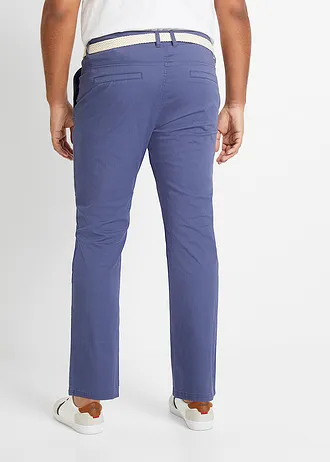 Regular fit stretch chino met rem, straight, Kleur: indigo