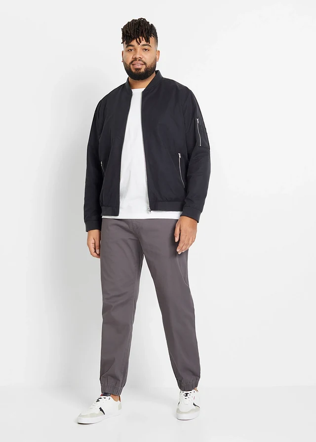 Pantalon chino jogger loose, droit, Couleur: gris ardoise