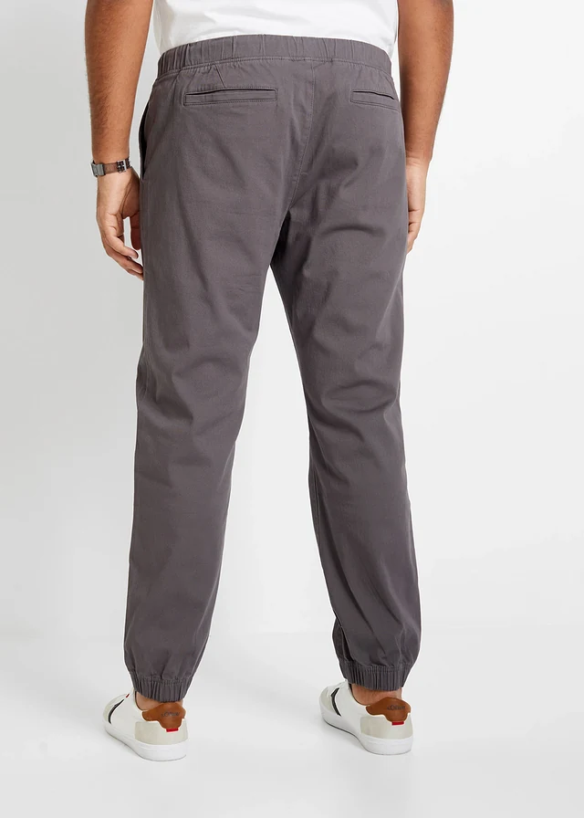 Relaxed fit chino stretch instapbroek, straight, Kleur: leisteengrijs