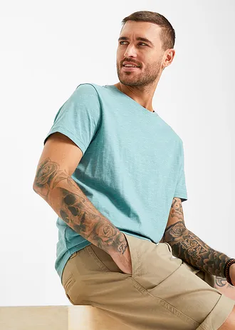 T-shirt, Kleur: mineraalblauw gemêleerd