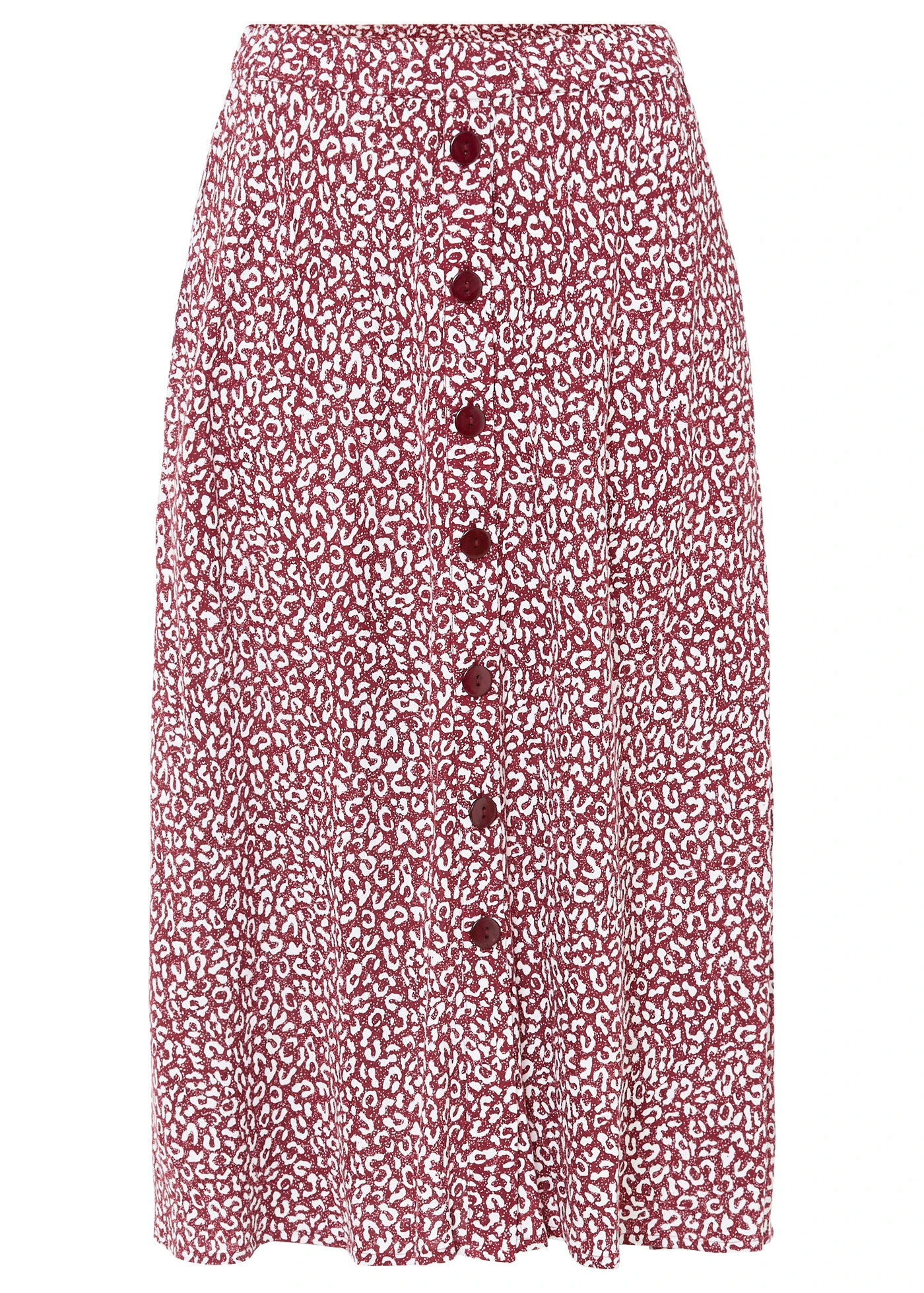 Viskózová sukně s kapsami • tmavě bobulovo-bílá s leopardím potiskem • bonprix obchod