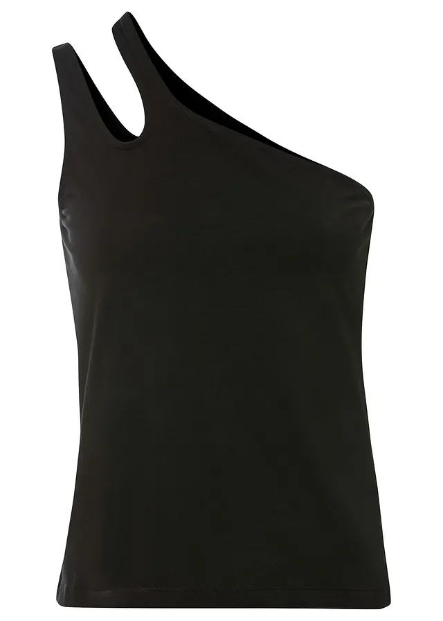 Top à épaule dénudée avec coton, Couleur: noir