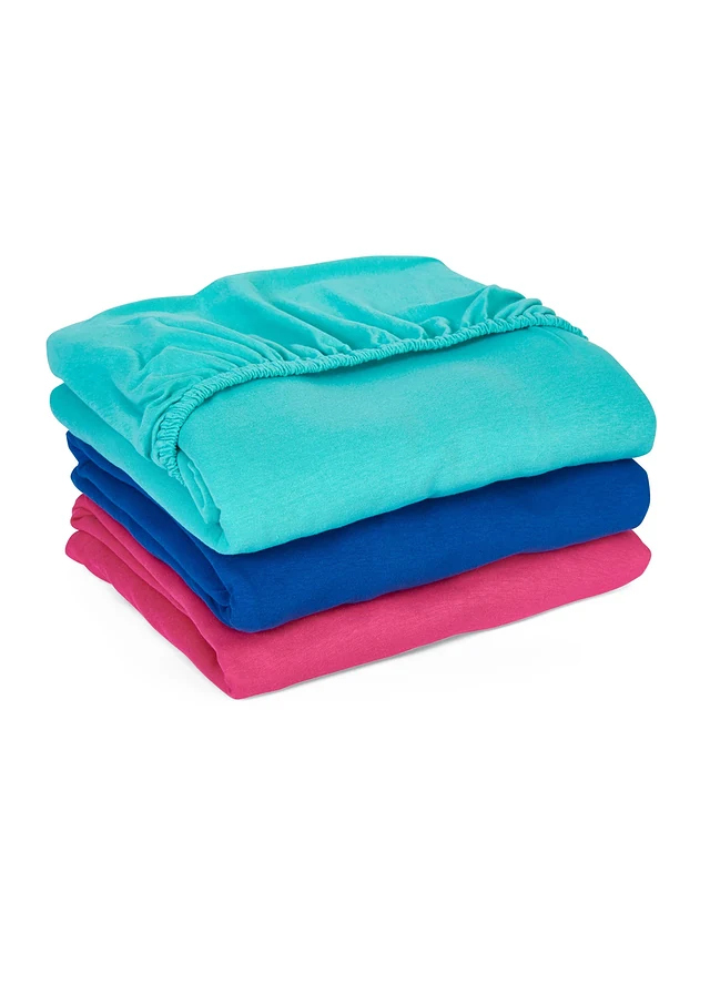 Jersey hoeslaken in trendkleuren, Kleur: turkoois