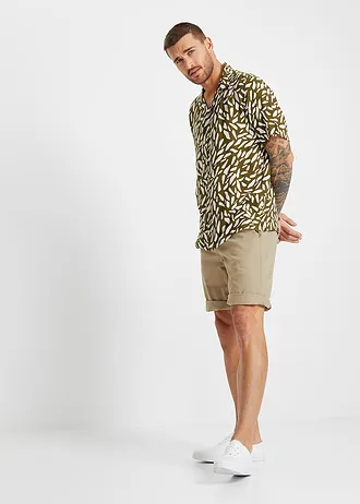 Bermudy chinosy, z czystej bawełny, regular fit • khaki • sklep bonprix