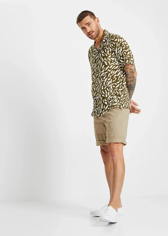 Bermudy chinosy, z czystej bawełny, regular fit • khaki • sklep bonprix