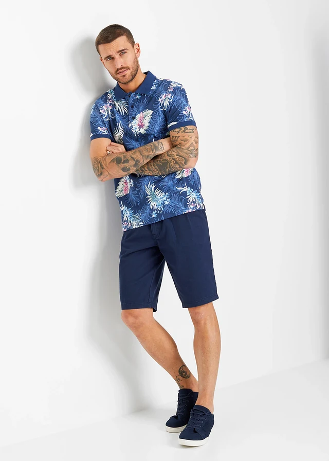 Polo en jersey 100% coton • bleu foncé floral • product-page.page-title-suffix