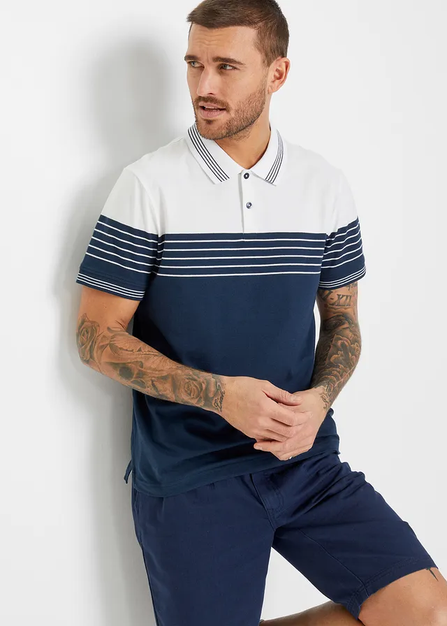 Polo en jersey 100% coton • blanc/bleu foncé • product-page.page-title-suffix