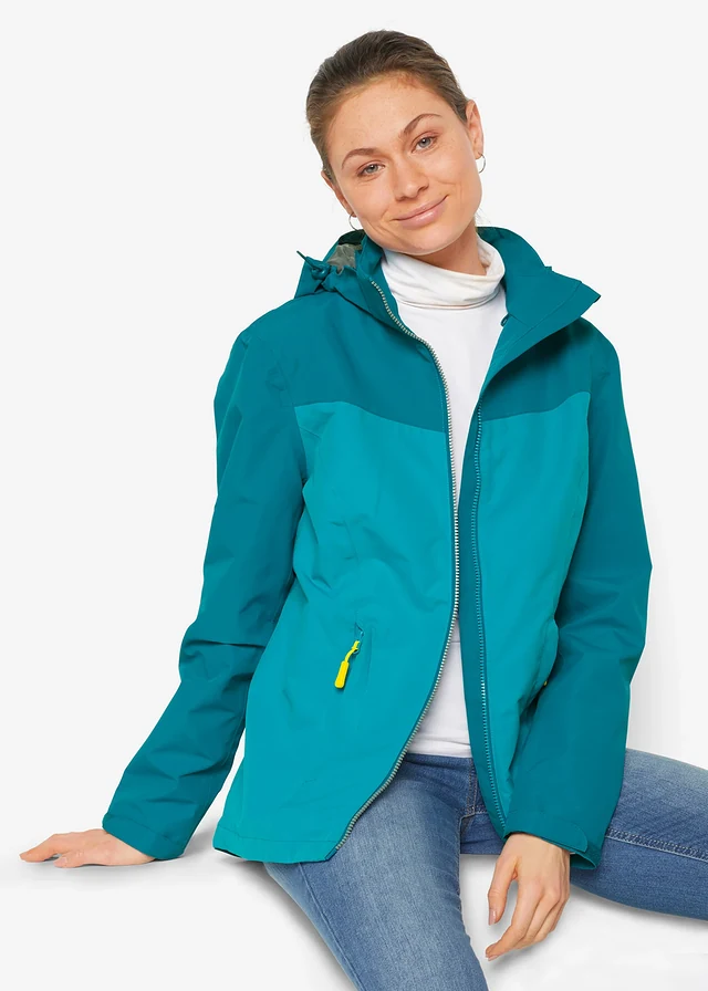 Outdoor jas met capuchon, Kleur: zeeturkoois
