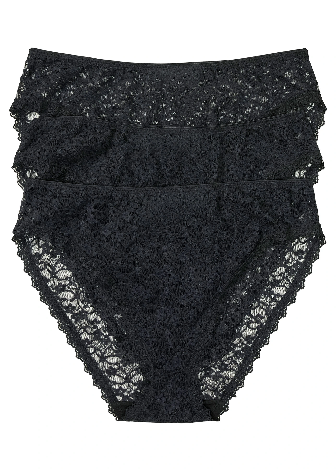 Maxikalhotky s vysokým vykrojením, z recyklované krajky (3 ks v balení) • černá • bonprix obchod